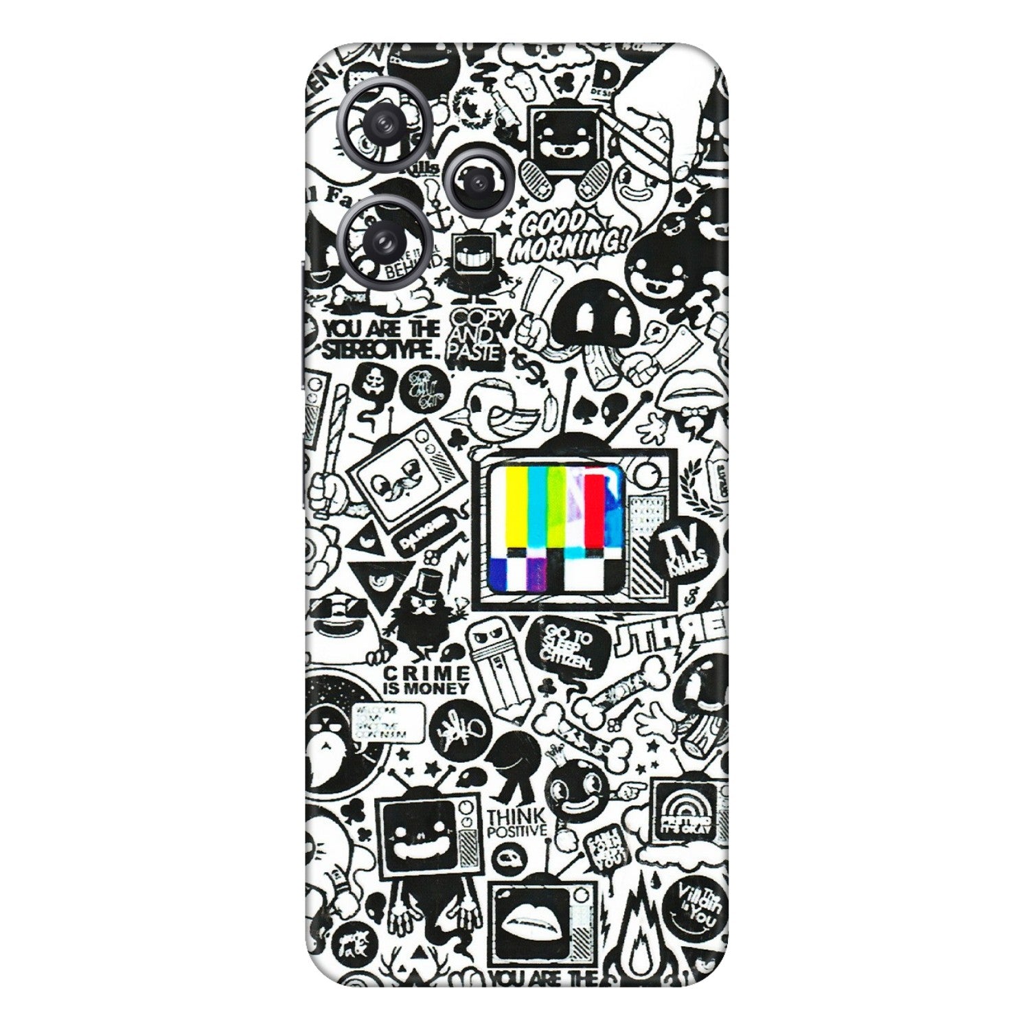 Xiaomi Redmi Phone Skins (All Models) - Doodles Positive Art - 3D Embossed Finish (L-263) Redmi 12 5G