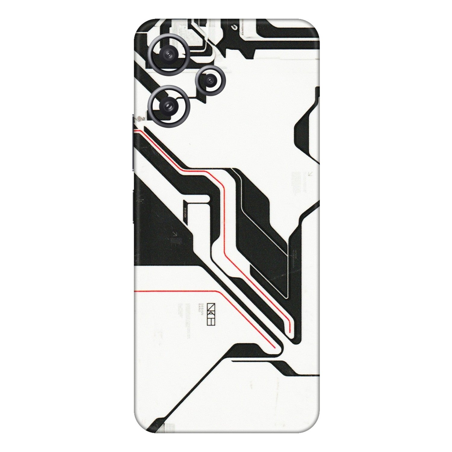 Xiaomi Redmi Phone Skins (All Models) - White Techy Logo - 3D Embossed Finish (L-312) Redmi 12 5G