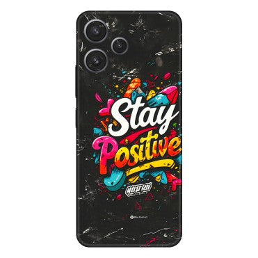 Xiaomi Redmi Phone Skins (All Models) - Stay Positive Black - 3D Embossed Finish (L-31) Redmi 12 5G