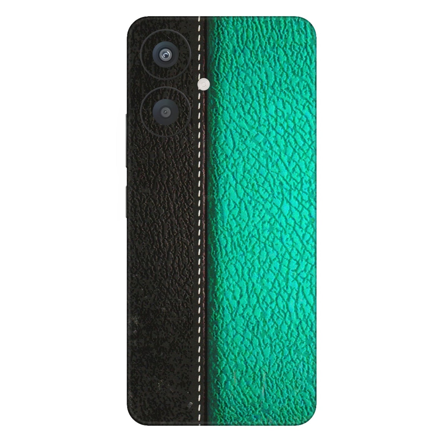Xiaomi Redmi Phone Skins (All Models) - Black Green Dual  Leather Stich - 3D Embossed Finish (L-233) Redmi 13C 5G