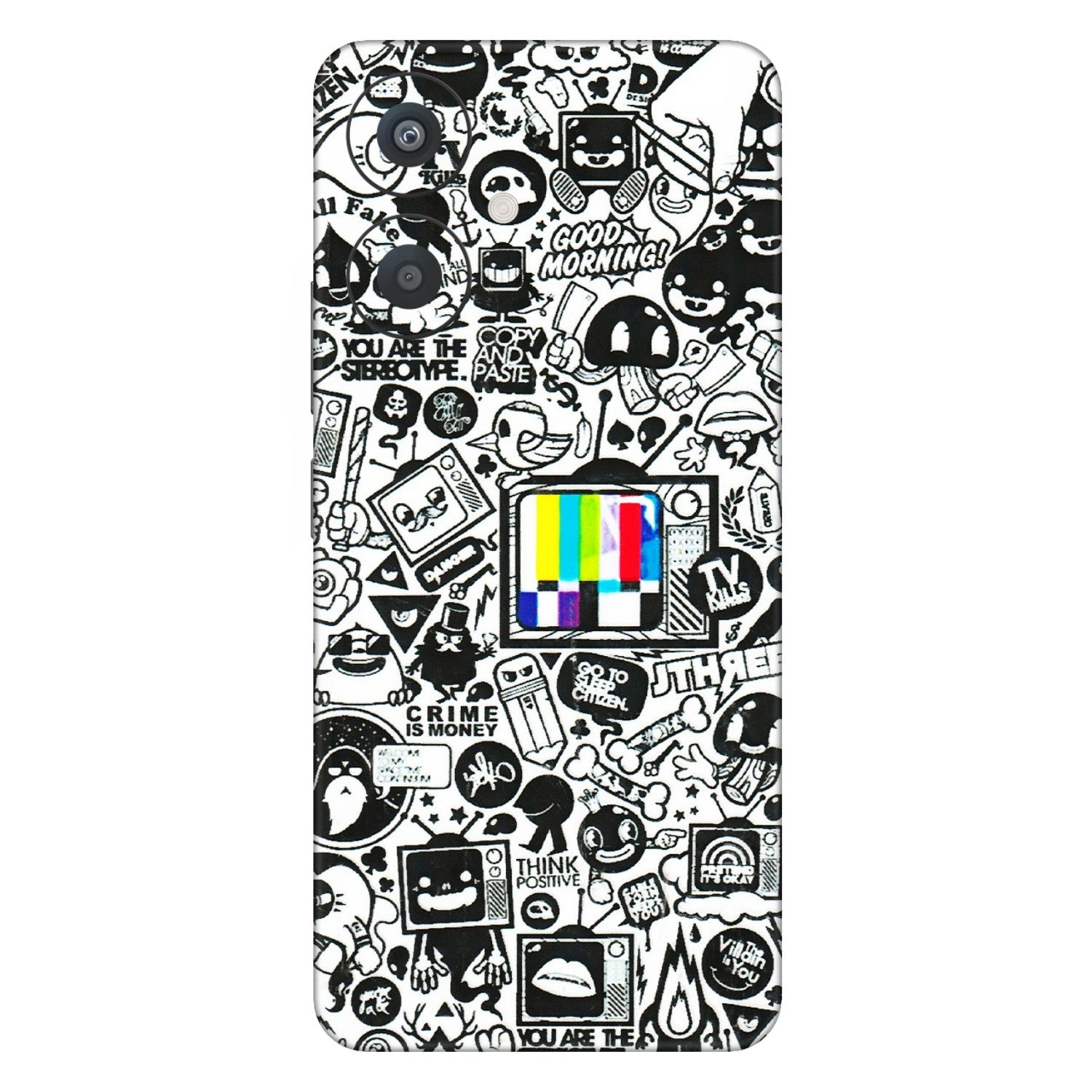Xiaomi Redmi Phone Skins (All Models) - Doodles Positive Art - 3D Embossed Finish (L-263) Redmi 13C 5G