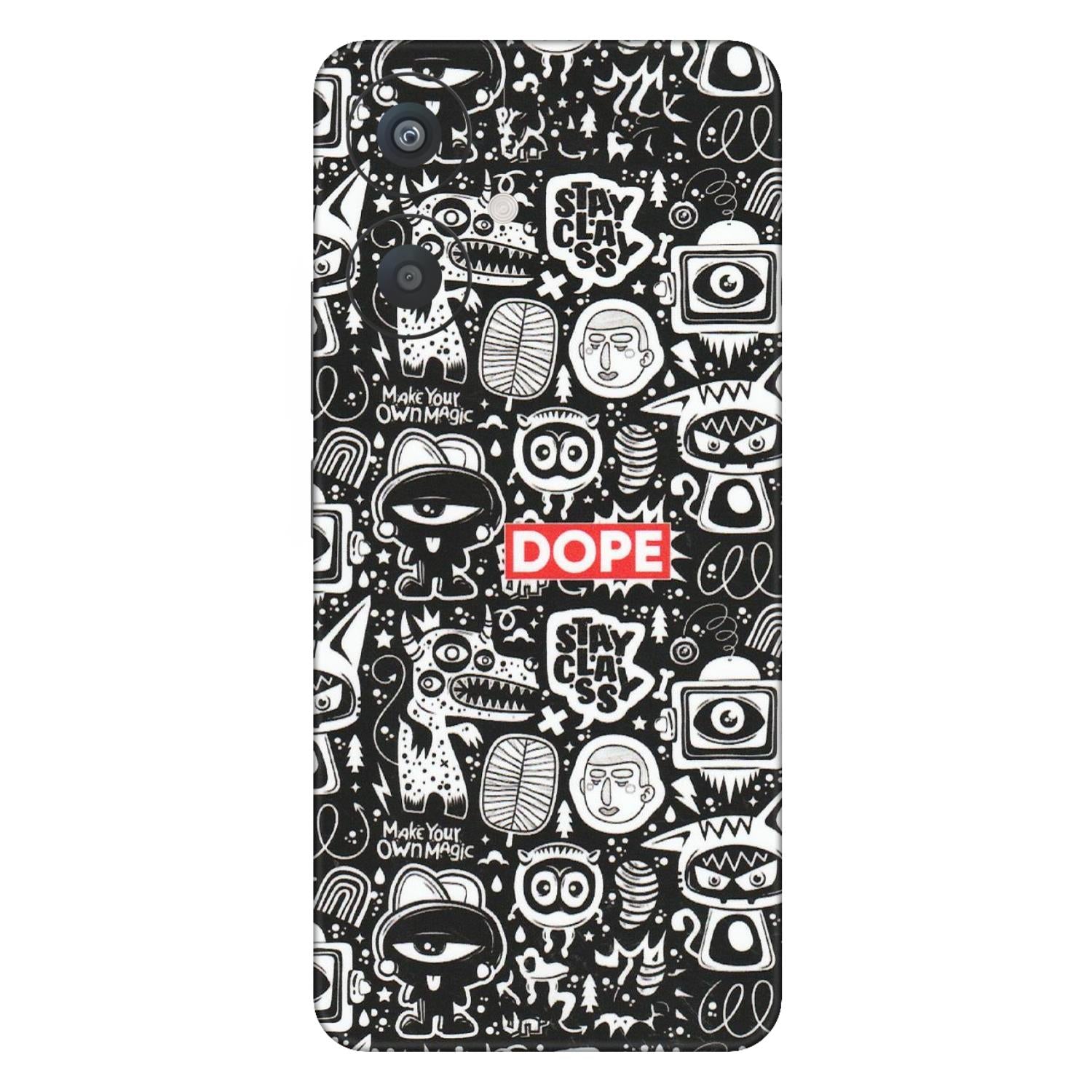 Xiaomi Redmi Phone Skins (All Models) - Dope Stay Classy Black Doodles - Matte Finish (M-126) Redmi 13C 5G
