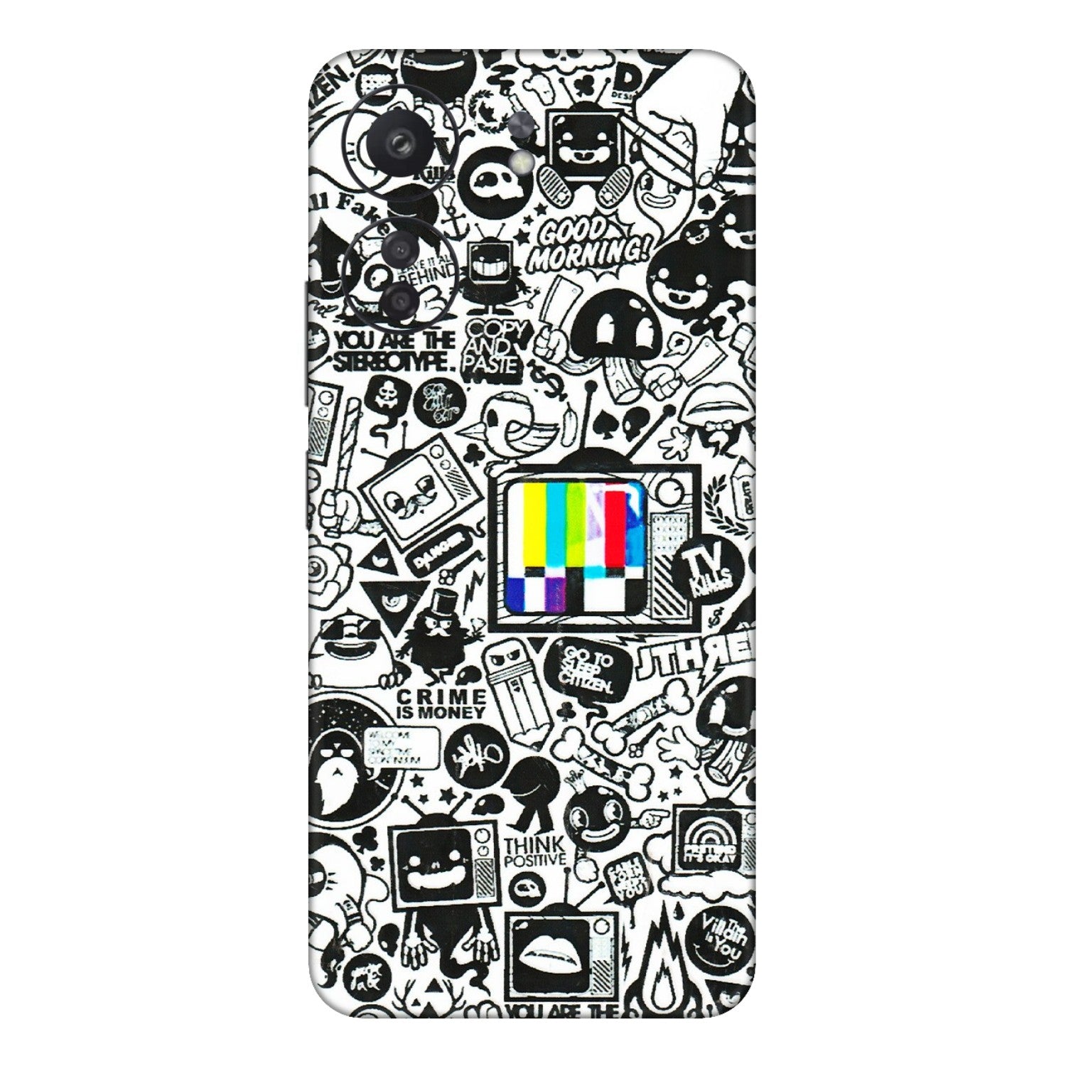 Xiaomi Redmi Phone Skins (All Models) - Doodles Positive Art - 3D Embossed Finish (L-263) Redmi 13C