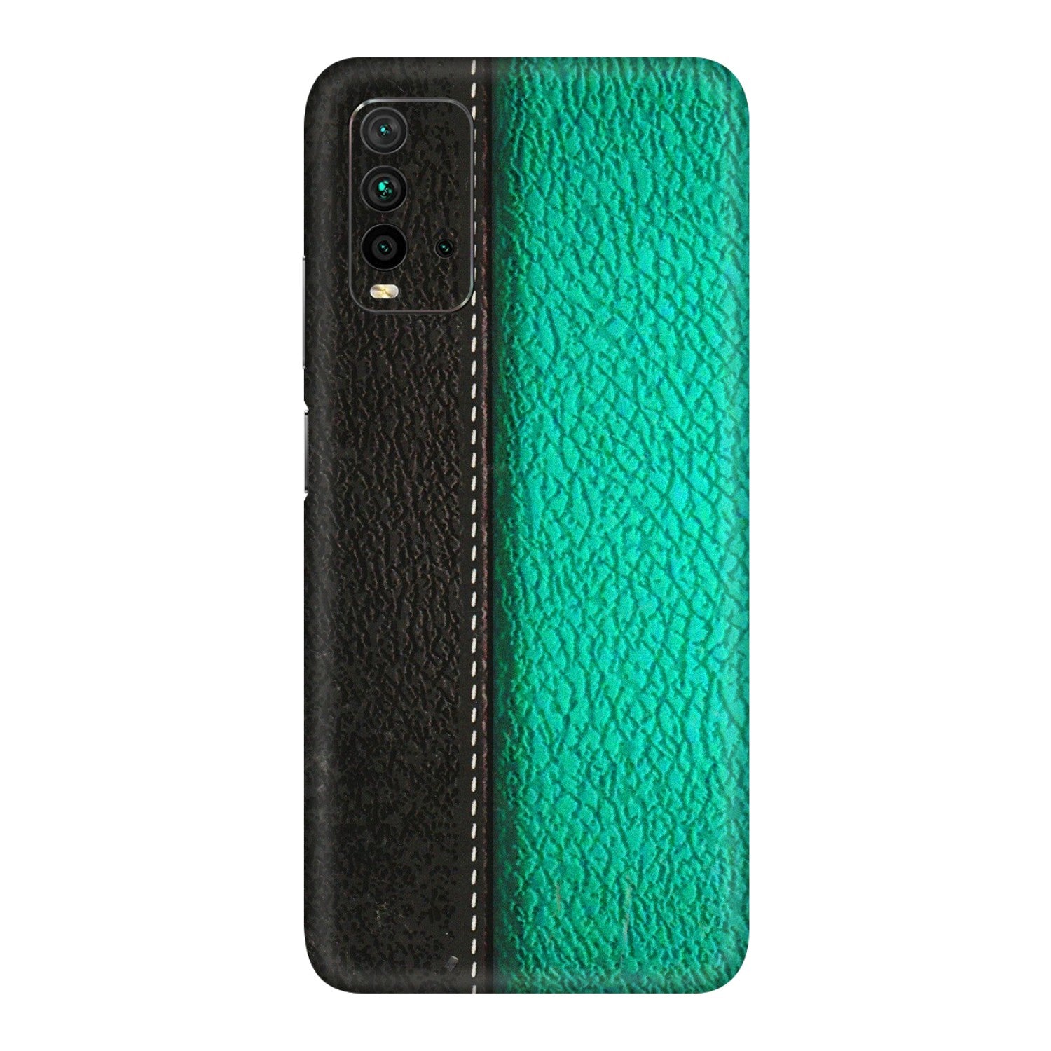 Xiaomi Redmi Phone Skins (All Models) - Black Green Dual  Leather Stich - 3D Embossed Finish (L-233) Redmi 9 Power