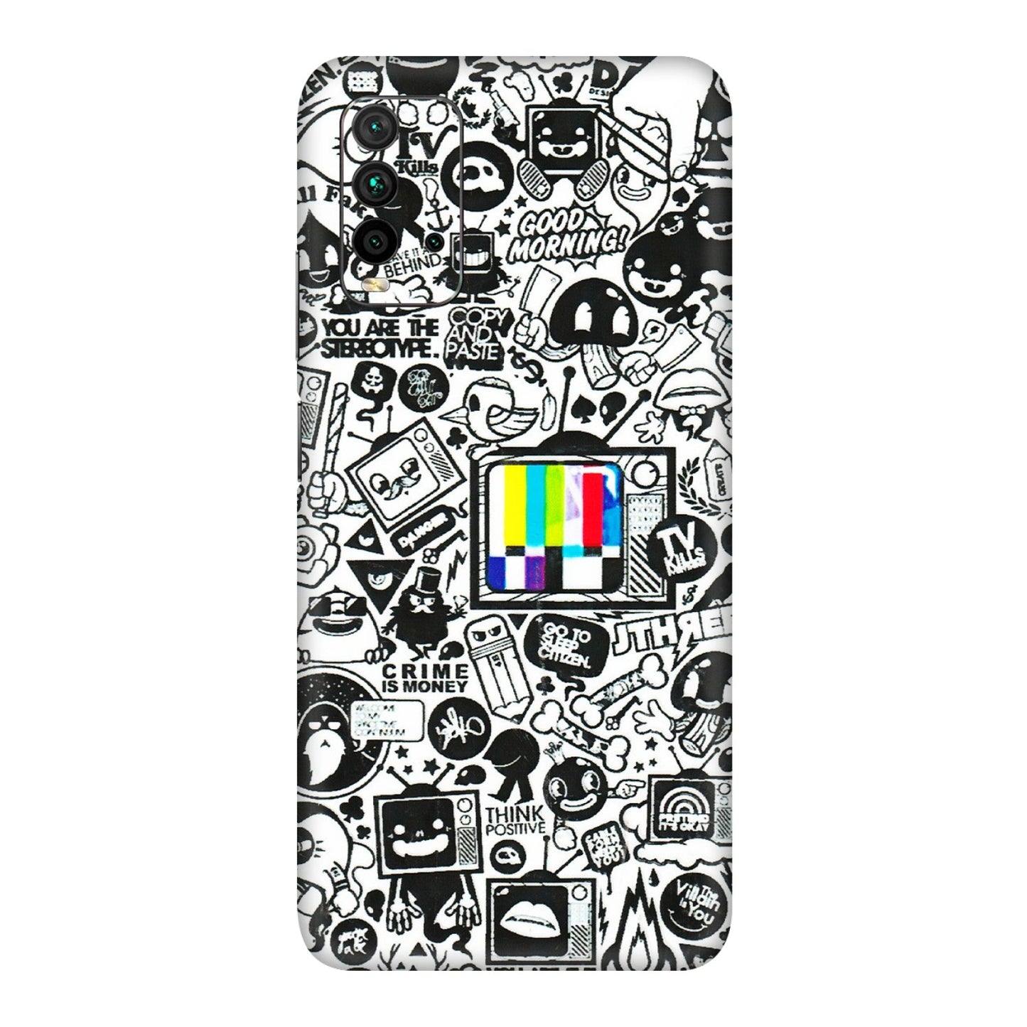 Xiaomi Redmi Phone Skins (All Models) - Doodles Positive Art - 3D Embossed Finish (L-263) Redmi 9 Power