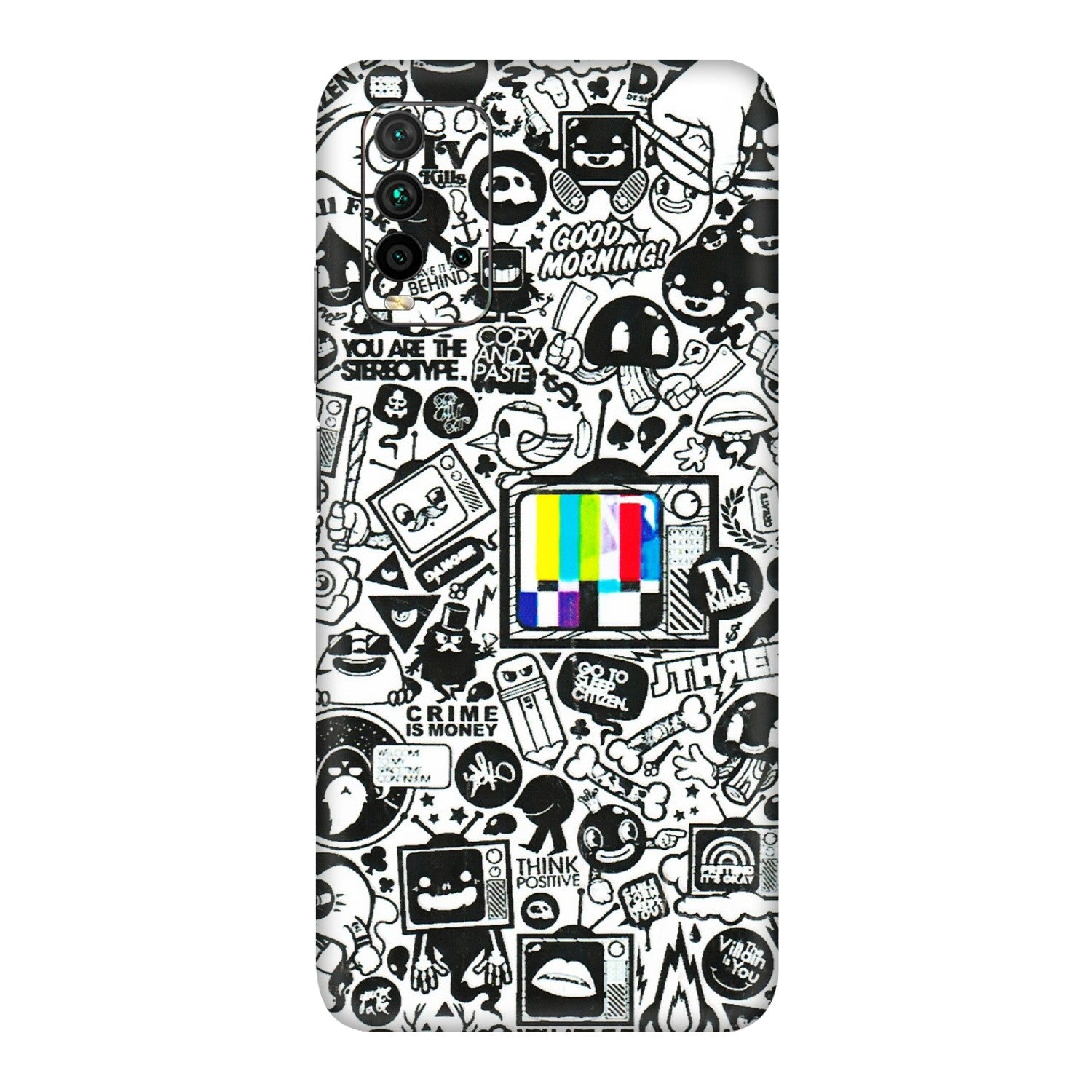 Xiaomi Redmi Phone Skins (All Models) - Doodles Positive Art - 3D Embossed Finish (L-263) Redmi 9 Power