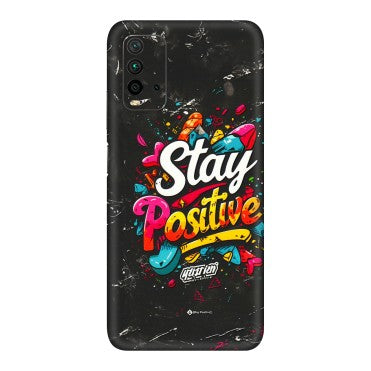 Xiaomi Redmi Phone Skins (All Models) - Stay Positive Black - 3D Embossed Finish (L-31) Redmi 9 Power