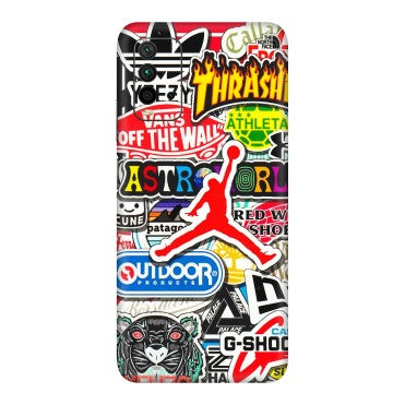 Xiaomi Redmi Phone Skins (All Models) - Multi Brands Sticker Graffiti - 3D Embossed Finish (L-37) Redmi 9 Power