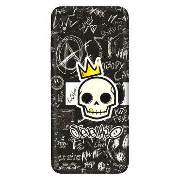 Xiaomi Redmi Phone Skins (All Models) - Funny Skull Black Chalk Grafitti - 3D Embossed Finish (L-22) Redmi 9i