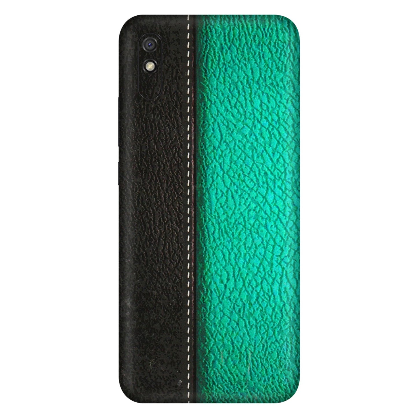 Xiaomi Redmi Phone Skins (All Models) - Black Green Dual  Leather Stich - 3D Embossed Finish (L-233) Redmi 9i