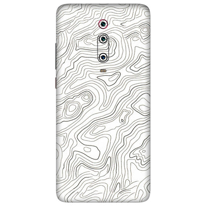 Xiaomi Redmi Phone Skins (All Models) - White Black Swirls - 3D Embossed Finish (L-219) Redmi K20 Pro
