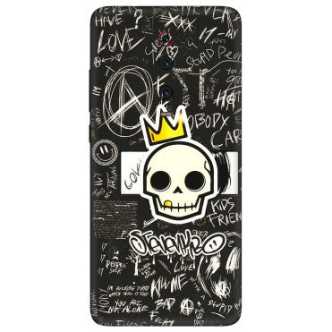 Xiaomi Redmi Phone Skins (All Models) - Funny Skull Black Chalk Grafitti - 3D Embossed Finish (L-22) Redmi K20 Pro