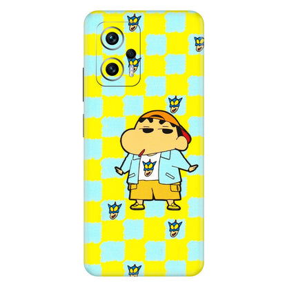 Xiaomi Redmi Phone Skins (All Models) - Yellow Blue Shinchan Cute - 3D Embossed Finish (L-221) Redmi K50i 5G