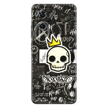 Xiaomi Redmi Phone Skins (All Models) - Funny Skull Black Chalk Grafitti - 3D Embossed Finish (L-22) Redmi K50i 5G