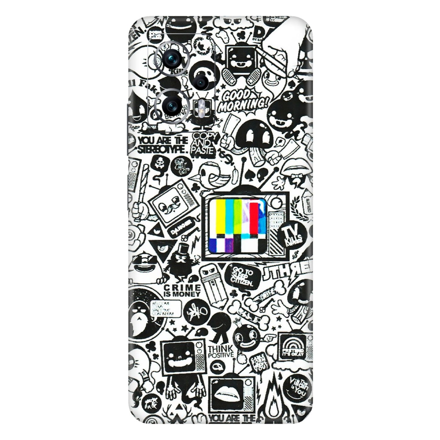 Xiaomi Redmi Phone Skins (All Models) - Doodles Positive Art - 3D Embossed Finish (L-263) Redmi K50i 5G