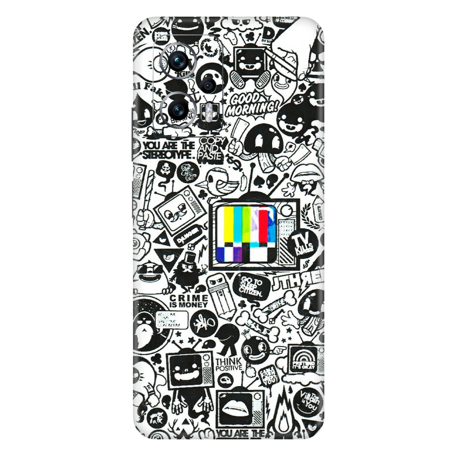 Xiaomi Redmi Phone Skins (All Models) - Doodles Positive Art - 3D Embossed Finish (L-263) Redmi K50i 5G