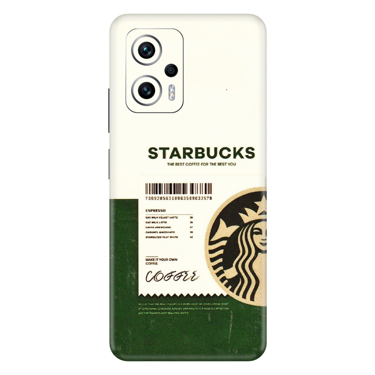 Xiaomi Redmi Phone Skins (All Models) - Starbucks Barcode - 3D Embossed Finish (L-308) Redmi K50i 5G