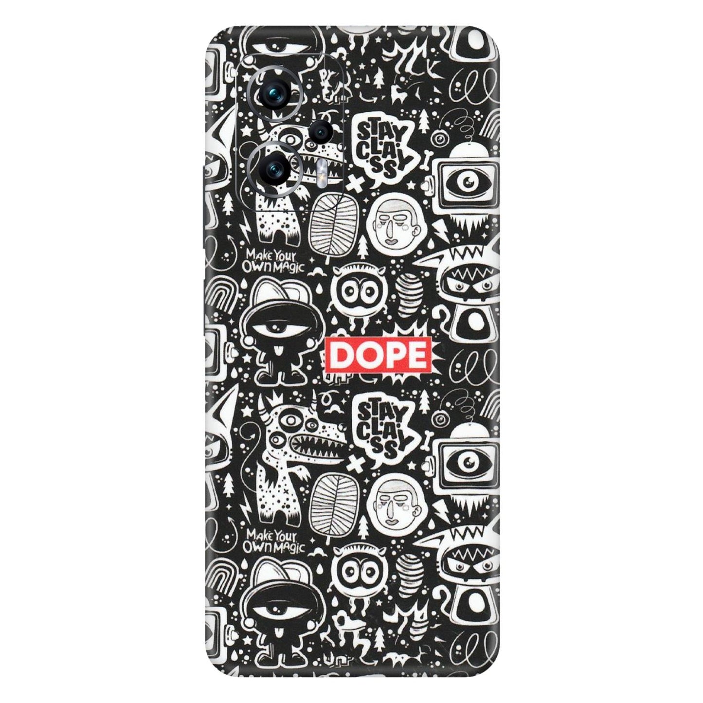 Xiaomi Redmi Phone Skins (All Models) - Dope Stay Classy Black Doodles - Matte Finish (M-126) Redmi K50i 5G