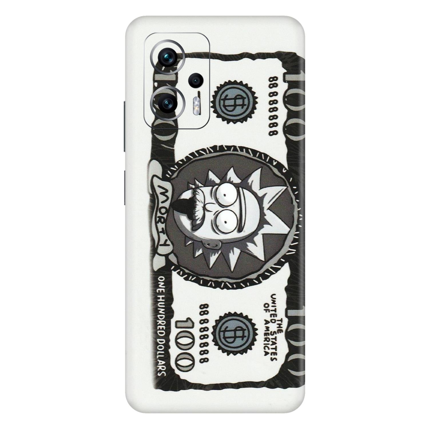Xiaomi Redmi Phone Skins (All Models) - Rick And Morty Hundred Dollar Anime - Matte Finish (M-161) Redmi K50i 5G