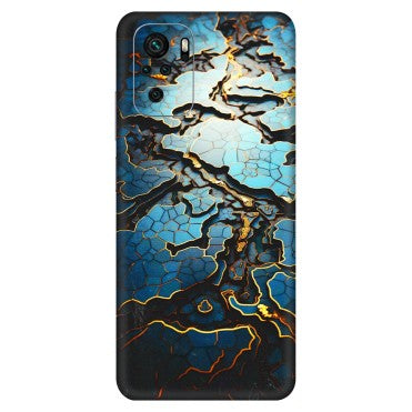 Xiaomi Redmi Phone Skins (All Models) - Blue Gold Abstract - 3D Embossed Finish (L-11) Redmi Note 10S