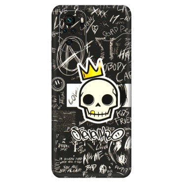 Xiaomi Redmi Phone Skins (All Models) - Funny Skull Black Chalk Grafitti - 3D Embossed Finish (L-22) Redmi Note 10S