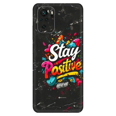 Xiaomi Redmi Phone Skins (All Models) - Stay Positive Black - 3D Embossed Finish (L-31) Redmi Note 10S