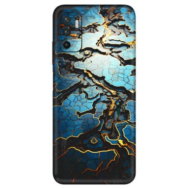 Xiaomi Redmi Phone Skins (All Models) - Blue Gold Abstract - 3D Embossed Finish (L-11) Redmi Note 10T 5G