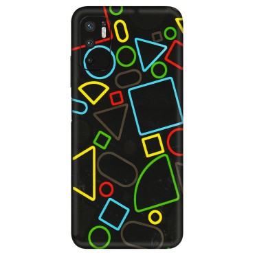 Xiaomi Redmi Phone Skins (All Models) - Black Shapes - 3D Embossed Finish (L-131) Redmi Note 10T 5G