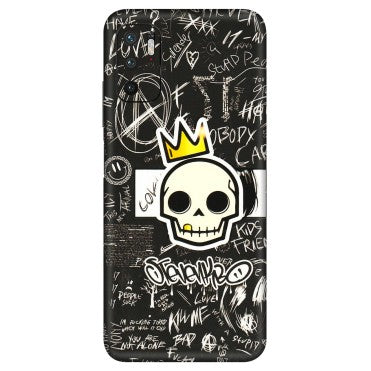 Xiaomi Redmi Phone Skins (All Models) - Funny Skull Black Chalk Grafitti - 3D Embossed Finish (L-22) Redmi Note 10T 5G