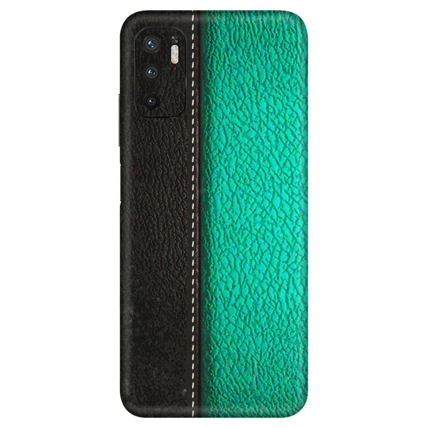 Xiaomi Redmi Phone Skins (All Models) - Black Green Dual  Leather Stich - 3D Embossed Finish (L-233) Redmi Note 10T 5G