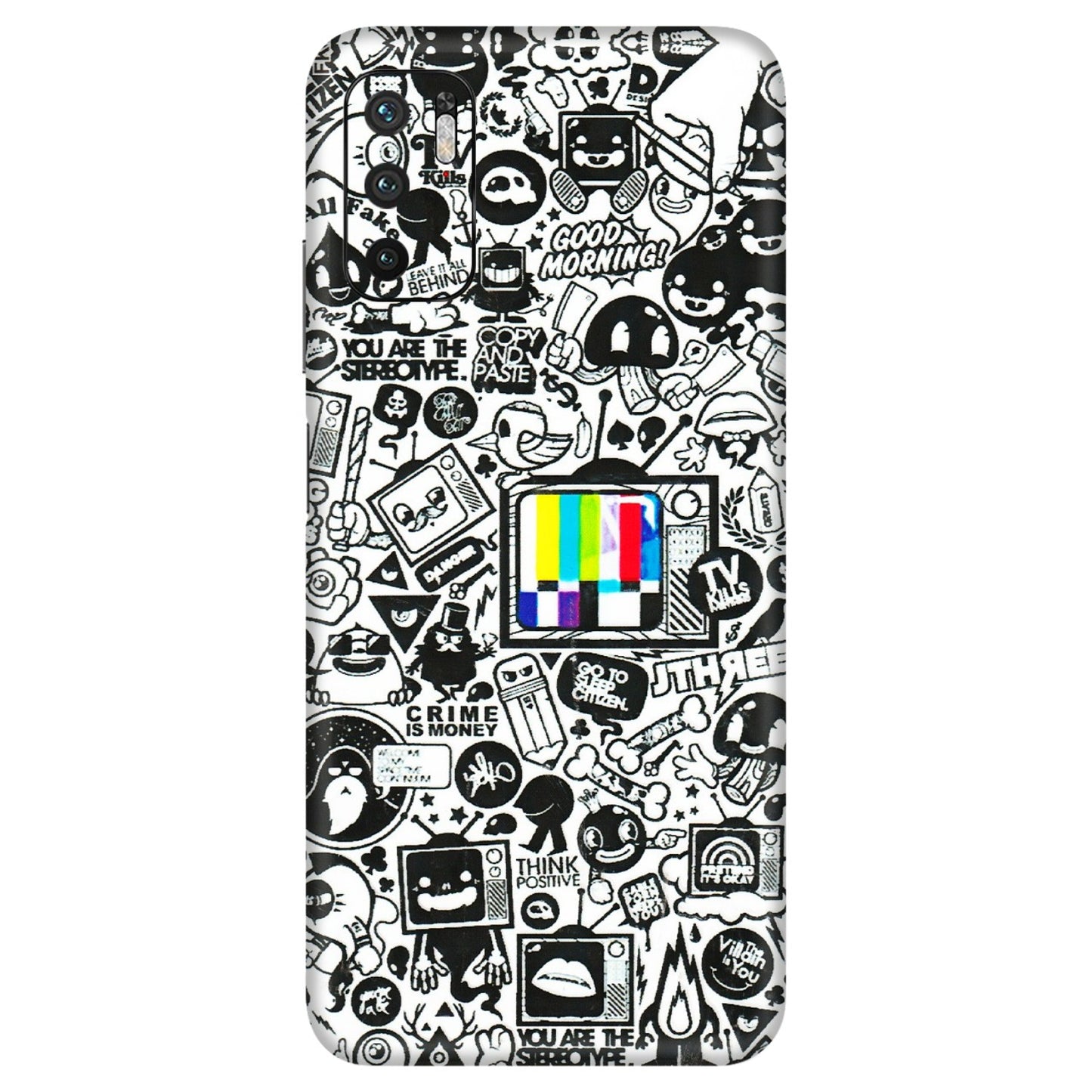 Xiaomi Redmi Phone Skins (All Models) - Doodles Positive Art - 3D Embossed Finish (L-263) Redmi Note 10T 5G