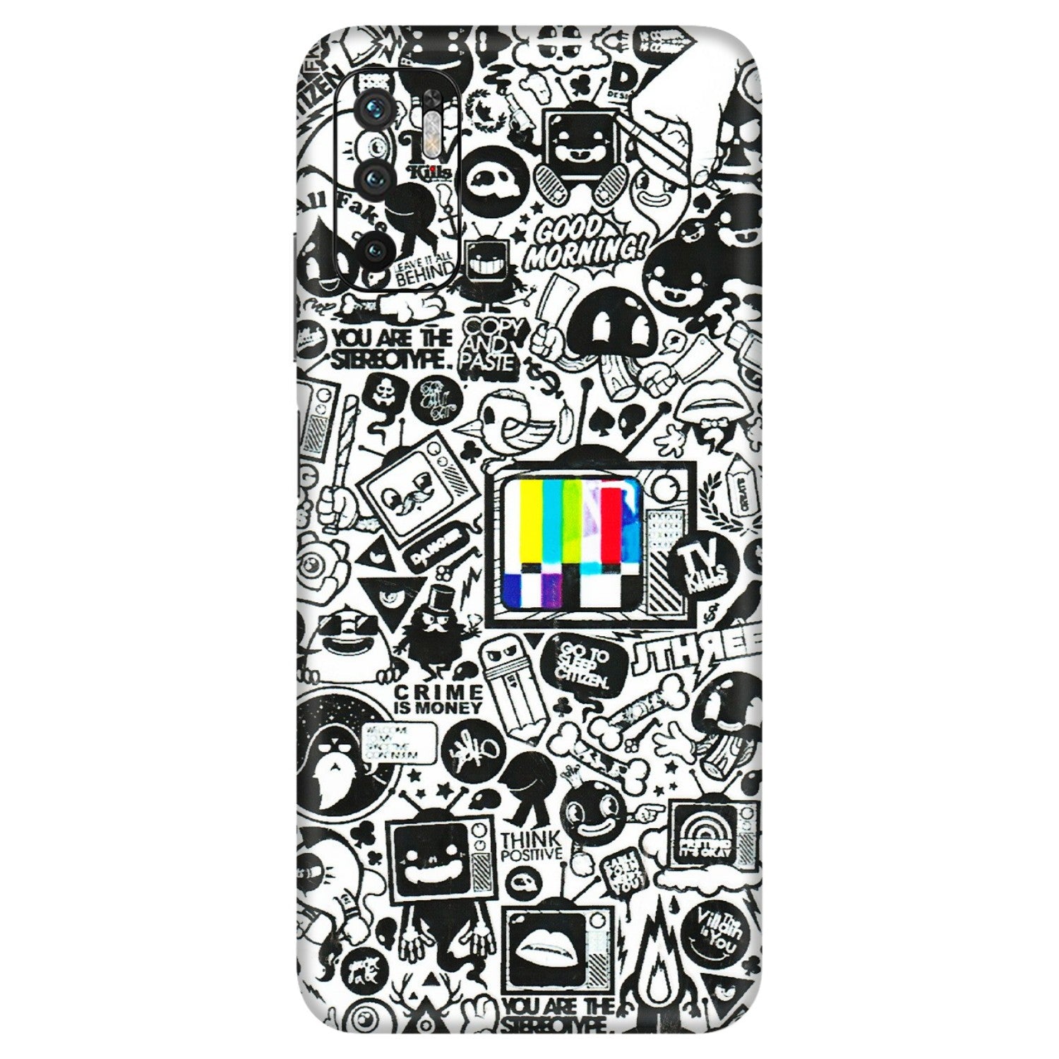 Xiaomi Redmi Phone Skins (All Models) - Doodles Positive Art - 3D Embossed Finish (L-263) Redmi Note 10T 5G