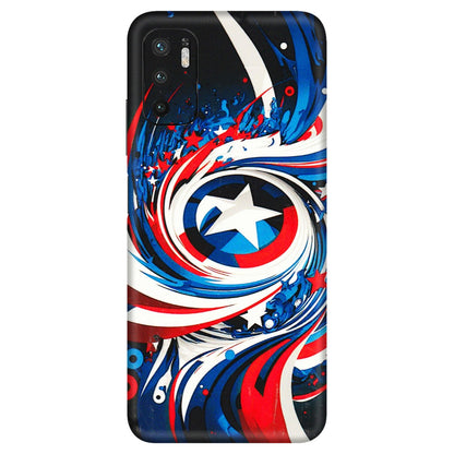 Xiaomi Redmi Phone Skins (All Models) - Captain America Logo - 3D Embossed Finish (L-307) Redmi Note 10T 5G