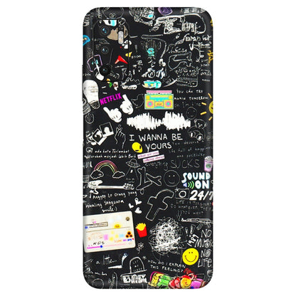 Xiaomi Redmi Phone Skins (All Models) - Black Creatives Doodles - 3D Embossed Finish (L-311) Redmi Note 10T 5G