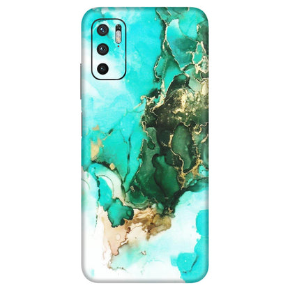 Xiaomi Redmi Phone Skins (All Models) - The Blue Gold Marble - Matte Finish (M-124) Redmi Note 10T 5G