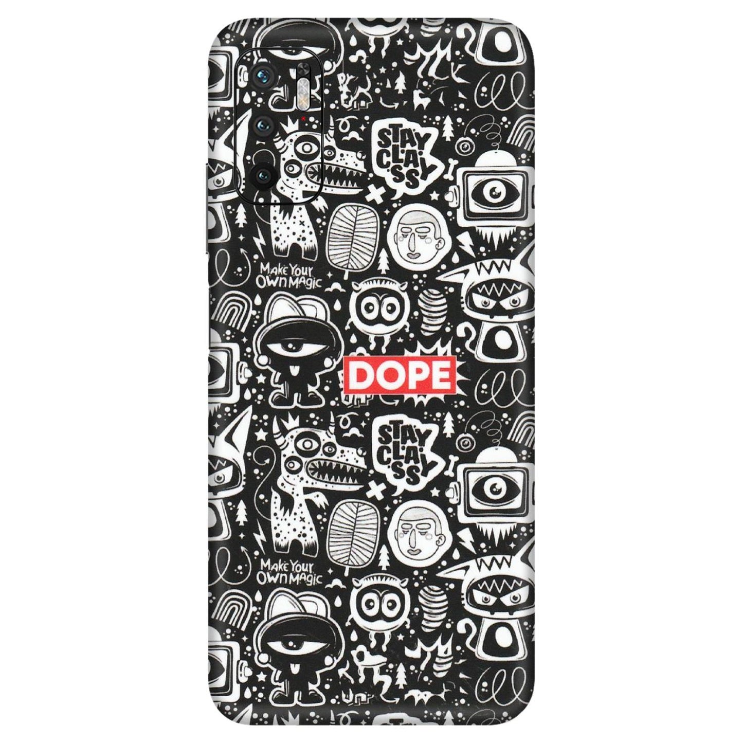 Xiaomi Redmi Phone Skins (All Models) - Dope Stay Classy Black Doodles - Matte Finish (M-126) Redmi Note 10T 5G