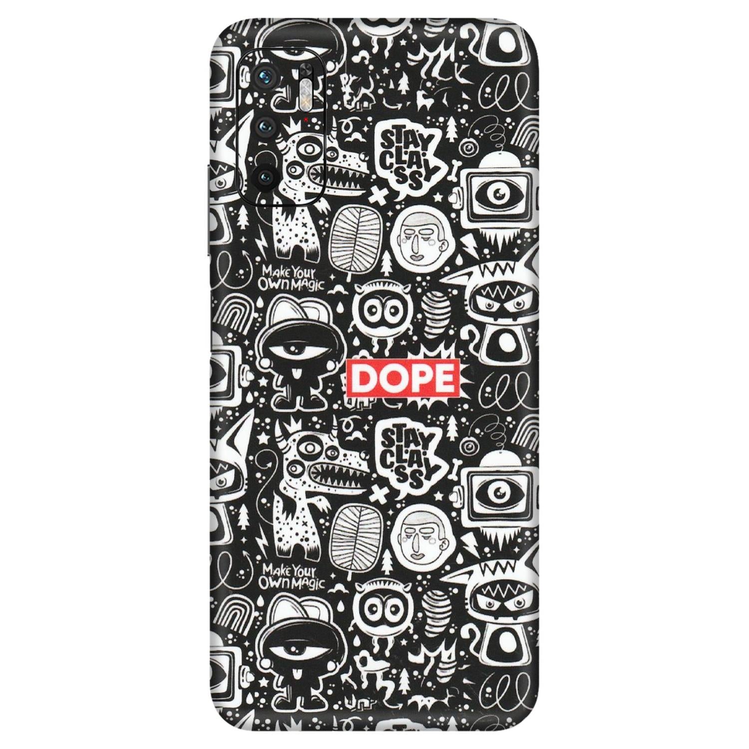 Xiaomi Redmi Phone Skins (All Models) - Dope Stay Classy Black Doodles - Matte Finish (M-126) Redmi Note 10T 5G