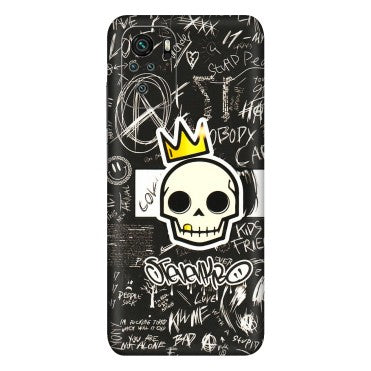 Xiaomi Redmi Phone Skins (All Models) - Funny Skull Black Chalk Grafitti - 3D Embossed Finish (L-22) Redmi Note 10