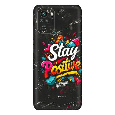 Xiaomi Redmi Phone Skins (All Models) - Stay Positive Black - 3D Embossed Finish (L-31) Redmi Note 10