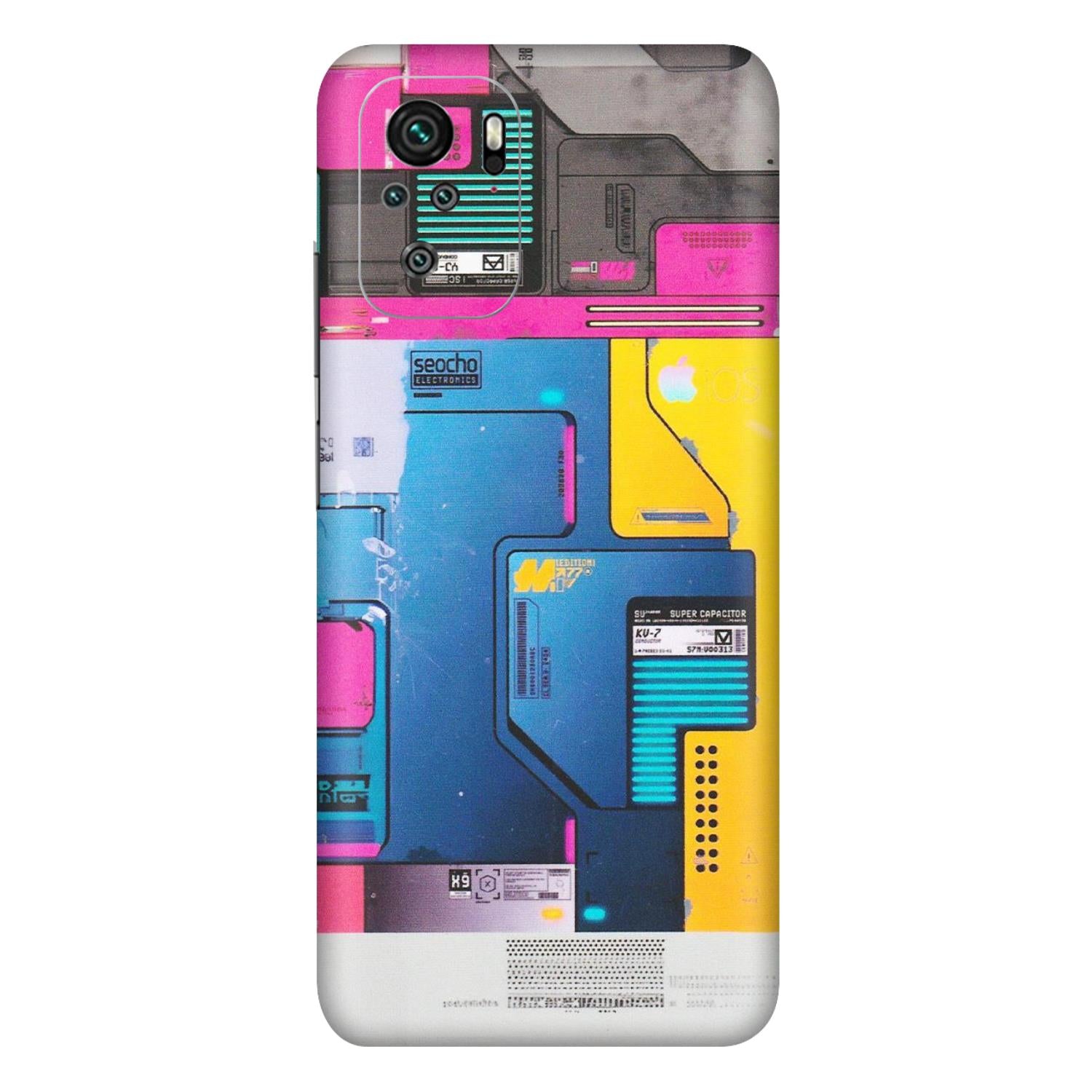 Xiaomi Redmi Phone Skins (All Models) - Colourfull Motherboard Internals - Matte Finish (M-55) Redmi Note 10