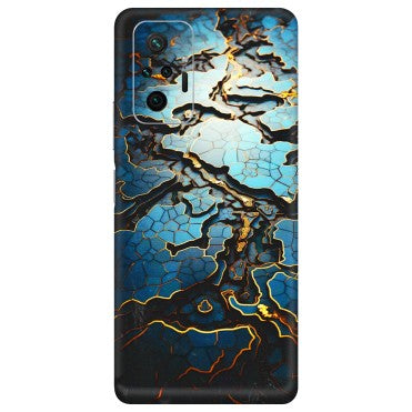 Xiaomi Redmi Phone Skins (All Models) - Blue Gold Abstract - 3D Embossed Finish (L-11) Redmi Note 10 Pro