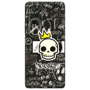 Xiaomi Redmi Phone Skins (All Models) - Funny Skull Black Chalk Grafitti - 3D Embossed Finish (L-22) Redmi Note 10 Pro