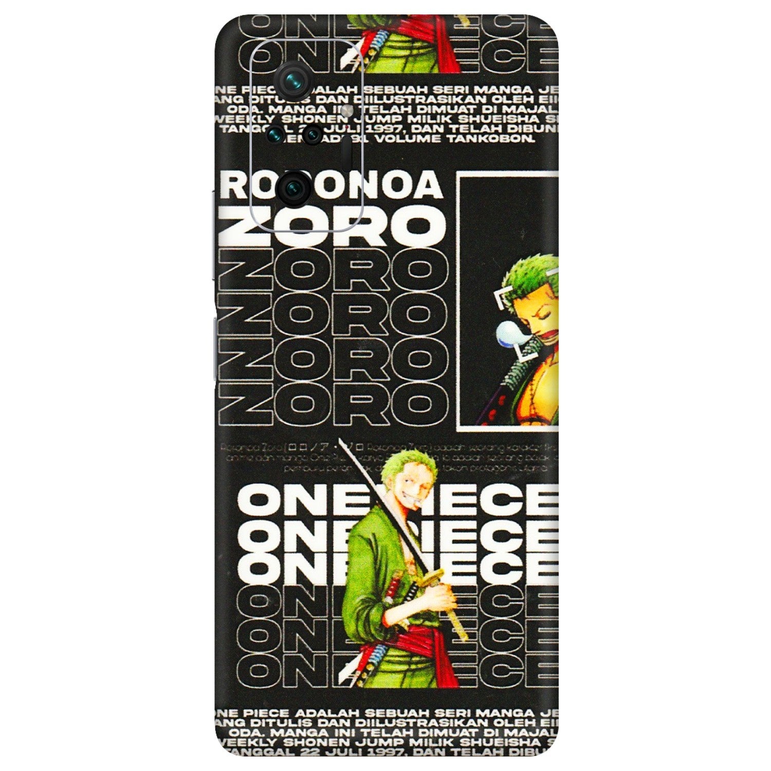 Xiaomi Redmi Phone Skins (All Models) - One Piece Zoro - 3D Embossed Finish (L-250) Redmi Note 10 Pro