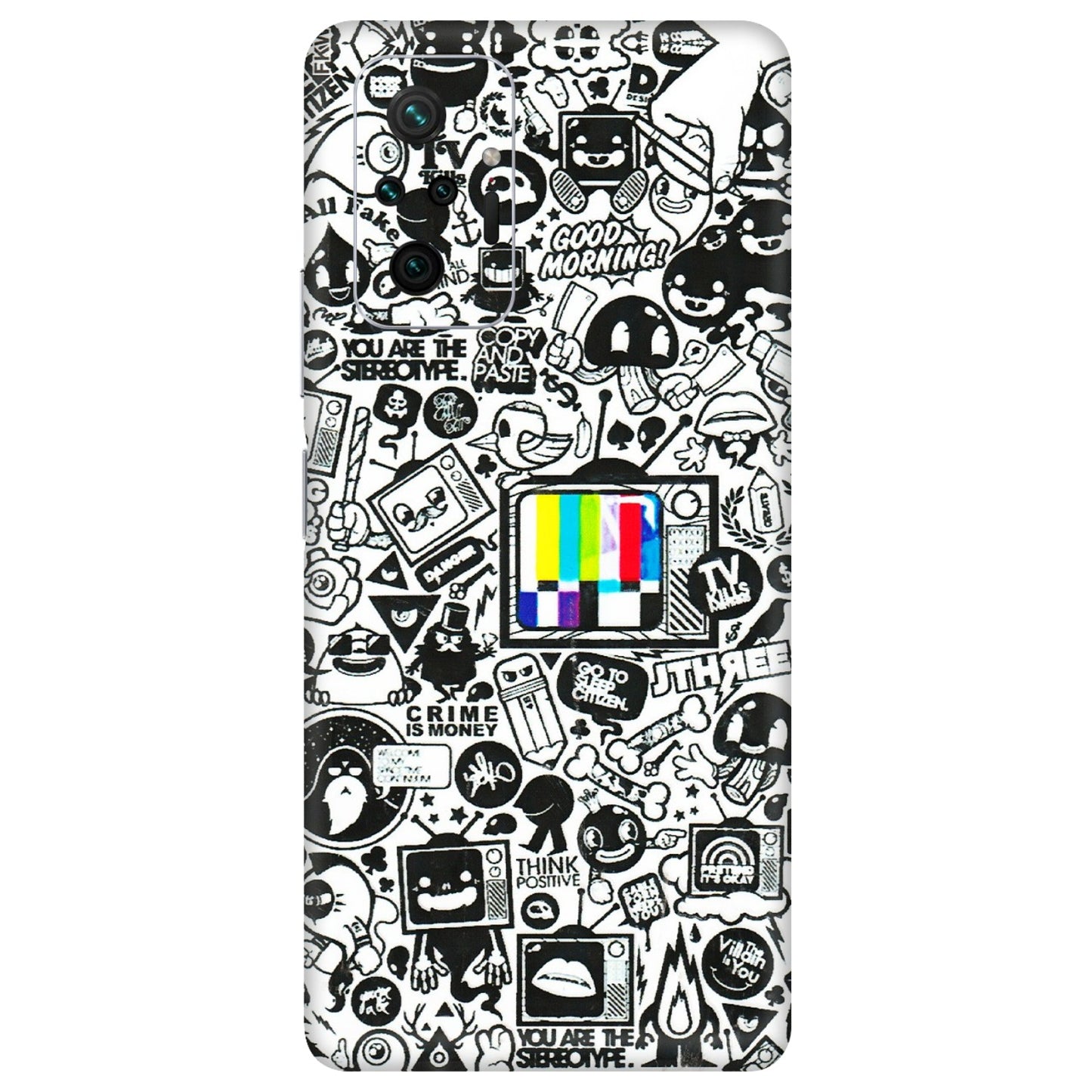 Xiaomi Redmi Phone Skins (All Models) - Doodles Positive Art - 3D Embossed Finish (L-263) Redmi Note 10 Pro