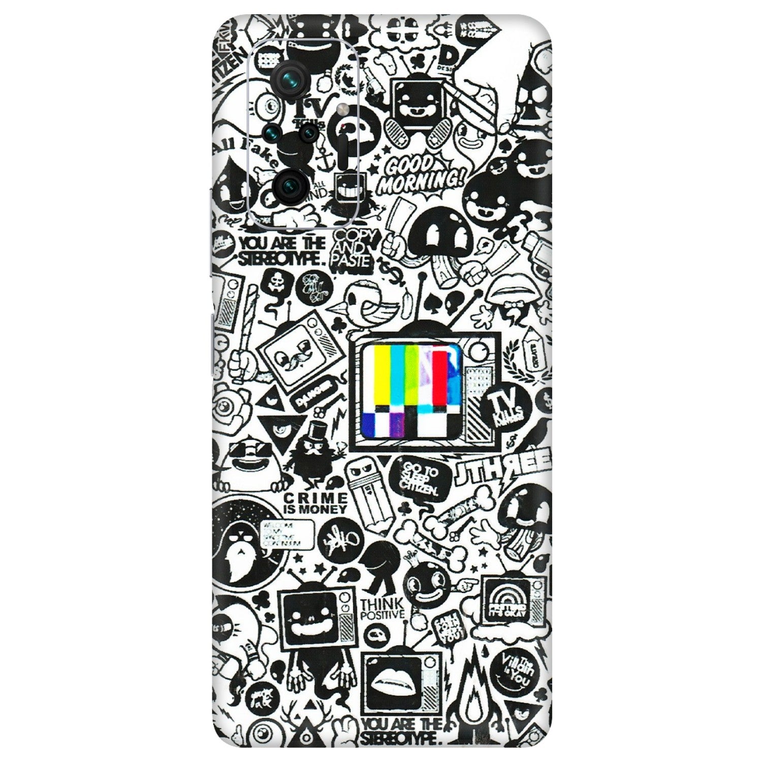 Xiaomi Redmi Phone Skins (All Models) - Doodles Positive Art - 3D Embossed Finish (L-263) Redmi Note 10 Pro