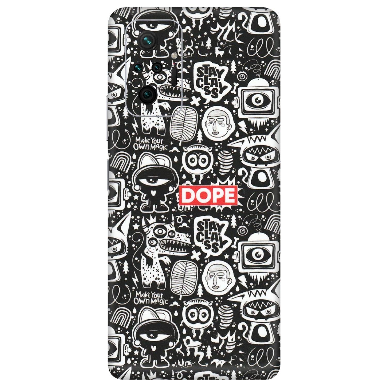 Xiaomi Redmi Phone Skins (All Models) - Dope Stay Classy Black Doodles - Matte Finish (M-126) Redmi Note 10 Pro