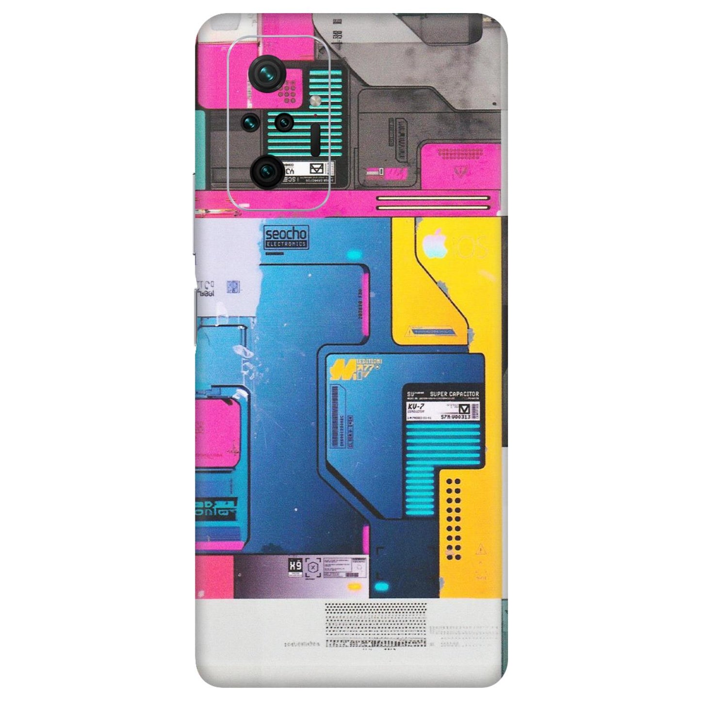 Xiaomi Redmi Phone Skins (All Models) - Colourfull Motherboard Internals - Matte Finish (M-55) Redmi Note 10 Pro