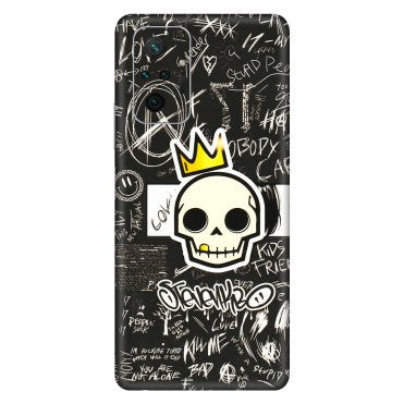 Xiaomi Redmi Phone Skins (All Models) - Funny Skull Black Chalk Grafitti - 3D Embossed Finish (L-22) Redmi Note 10 Pro Max