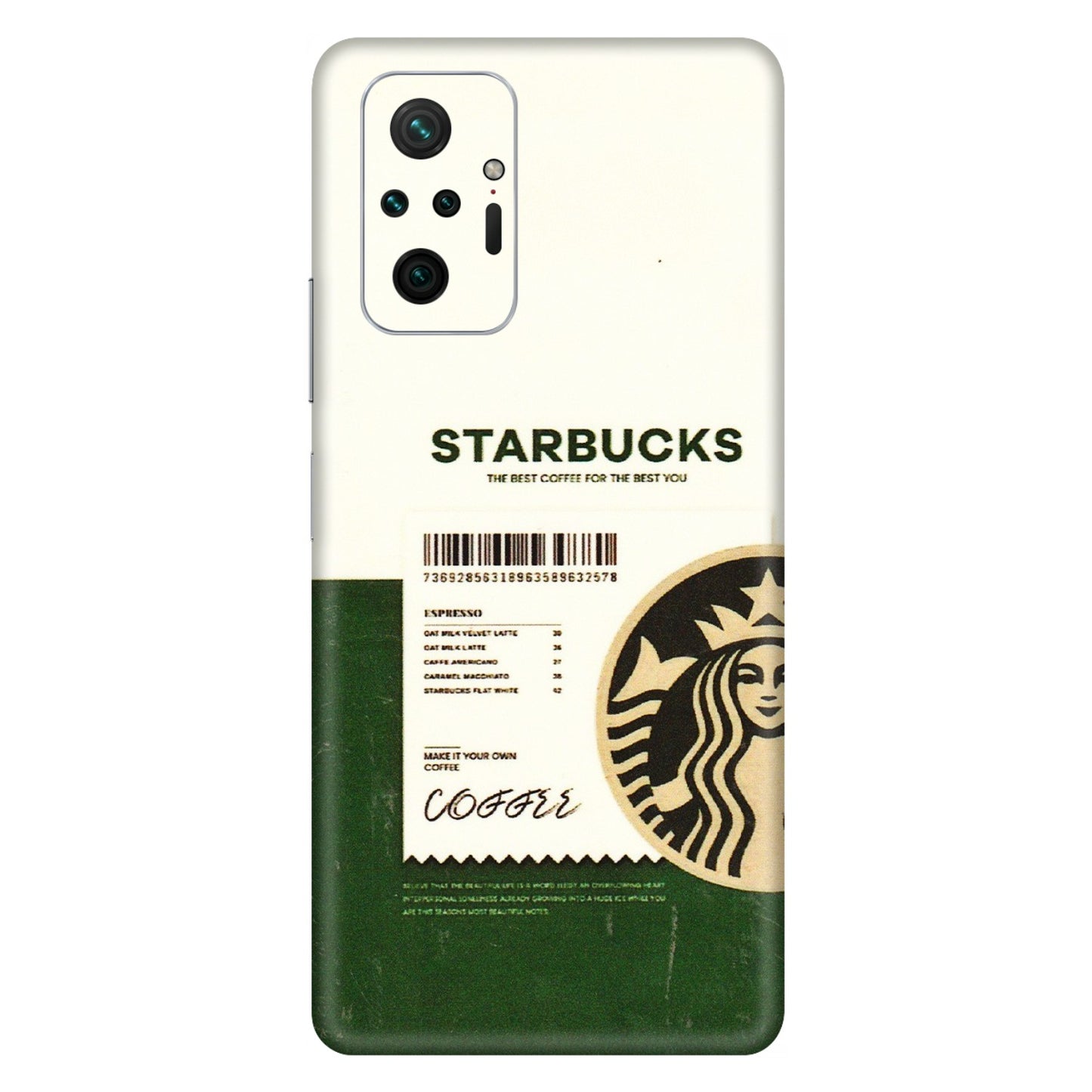 Xiaomi Redmi Phone Skins (All Models) - Starbucks Barcode - 3D Embossed Finish (L-308) Redmi Note 10 Pro Max