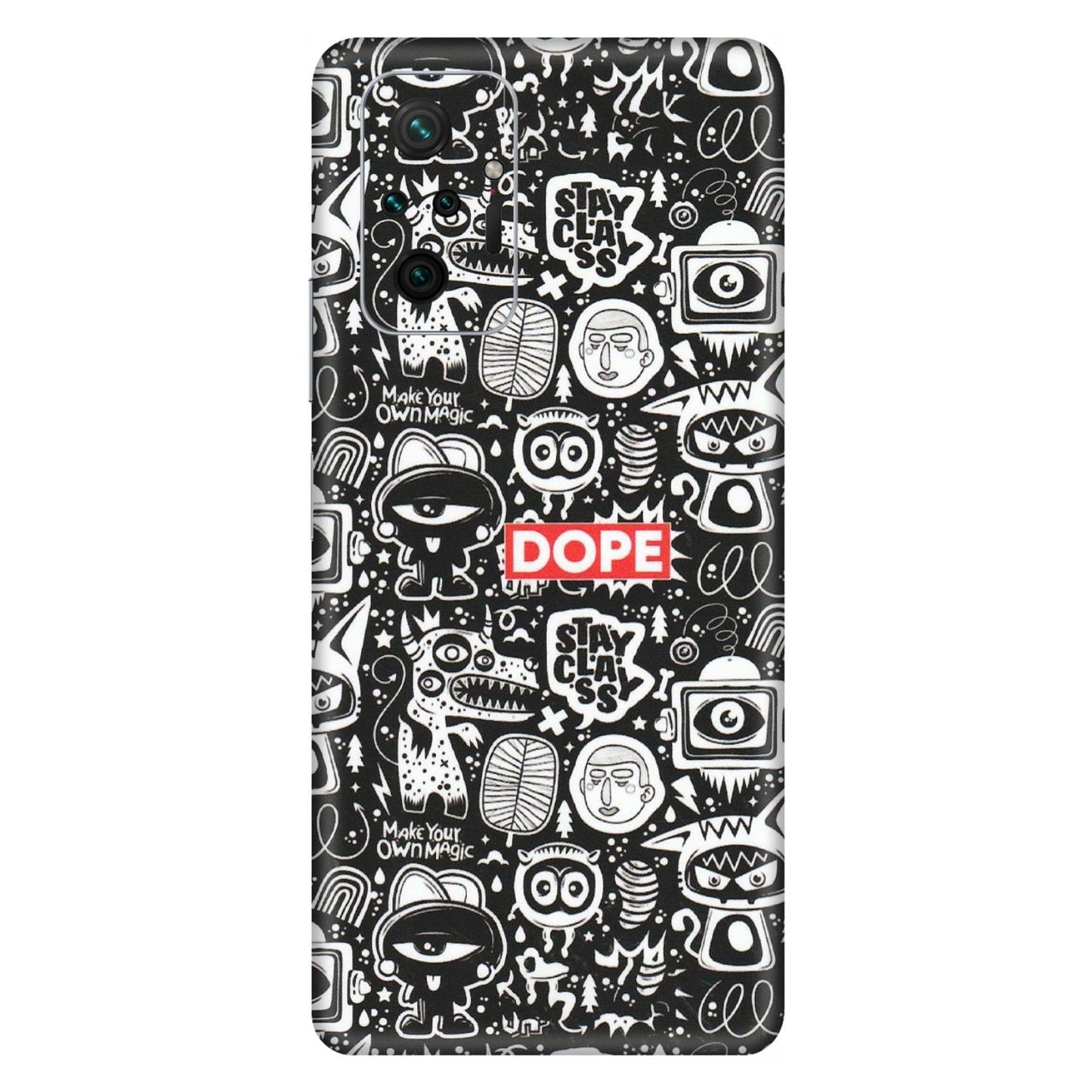 Xiaomi Redmi Phone Skins (All Models) - Dope Stay Classy Black Doodles - Matte Finish (M-126) Redmi Note 10 Pro Max